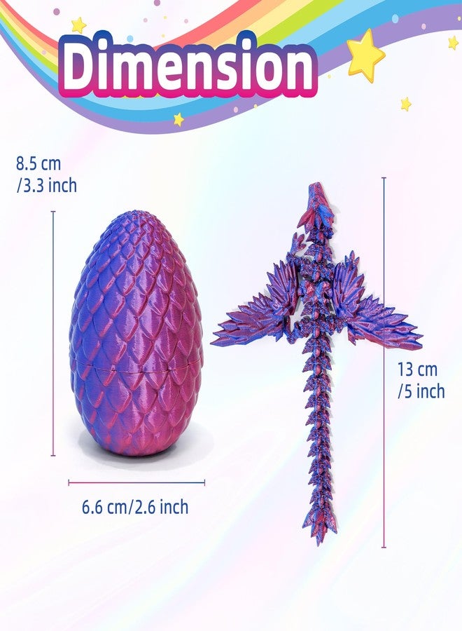 Flavery 4 Pack 3D Printed Dragon Egg - Small Egg with Wings Dragon Inside, 3D Printed Fidget Toys, Surprise Toys for Gift, Desk Executive Pet, Figurine Decor - Image 2